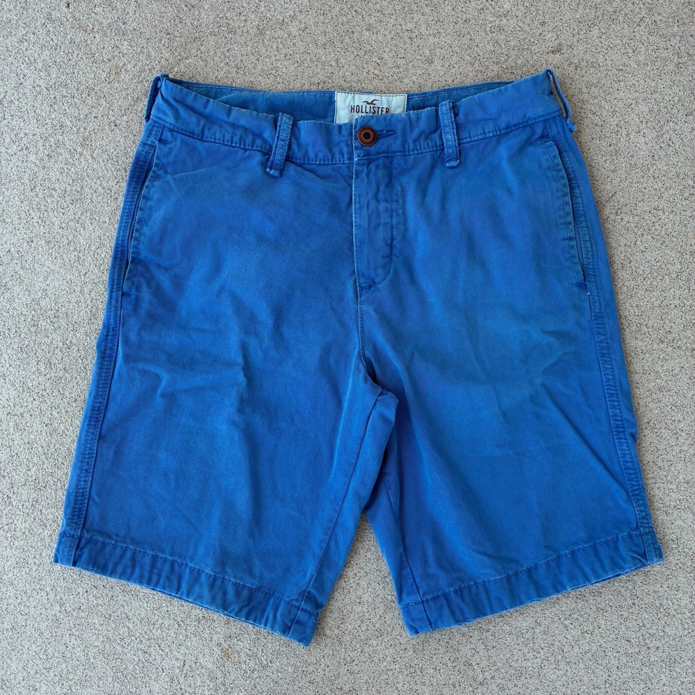 Hollister Epic Flex Mens 30 Chino Shorts - Blue Button Fly Casual Style
